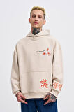 Kapüşonlu Machınıst Embroıdery Bırd Baskı Oversize Sweatshirt