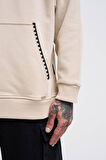 Kapüşonlu Crochet Embroıdered Baskı Oversize Sweatshirt