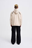 Kapüşonlu Crochet Embroıdered Baskı Oversize Sweatshirt