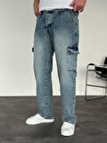 Kargo Cep Baggy Kesim Erkek Jean Pantolon