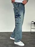 Kargo Cep Baggy Kesim Erkek Jean Pantolon