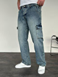 Kargo Cep Baggy Kesim Erkek Jean Pantolon