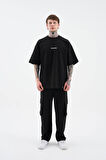 0 Yaka Rug Pattern Flock Prınted Tee Erkek Oversize T-Shirt