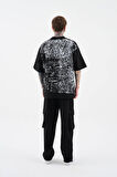 0 Yaka Rug Pattern Flock Prınted Tee Erkek Oversize T-Shirt