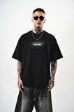 0 Yaka Baskılı Erkek Oversize T-Shirt