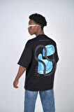 0 Yaka Sırtı Tribal Desen Nakışlı Erkek Oversize T-Shirt