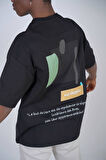 0 Yaka Geometrik Sanat Baskı Erkek Oversize T-Shirt