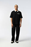 Polo Yaka Waffle Detay Erkek Oversize T-Shirt
