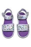 Kedi Baskılı Lila Çocuk Sandalet