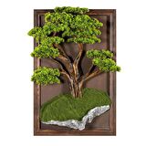 Bonsai Tablo - Masif Ahşap Çerçeveli 3 Boyutlu Yapay Ağaç Tablosu 65x100 Cm