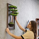Bonsai Tablaeu - 1 - Mdf Plaka Üzerinde Çerçeveli 3 Boyutlu Yapay Ağaç Tablosu 33x60 Cm