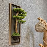 Bonsai Tablaeu - 5 - Mdf Plaka Üzerinde Çerçeveli 3 Boyutlu Yapay Ağaç Tablosu 33x60 Cm