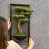 Bonsai Tablaeu - 5 - Mdf Plaka Üzerinde Çerçeveli 3 Boyutlu Yapay Ağaç Tablosu 33x60 Cm