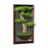 Bonsai Tablaeu - 7 - Mdf Plaka Üzerinde Çerçeveli 3 Boyutlu Yapay Ağaç Tablosu 33x60 Cm