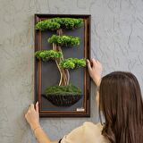 Bonsai Tablaeu - 7 - Mdf Plaka Üzerinde Çerçeveli 3 Boyutlu Yapay Ağaç Tablosu 33x60 Cm