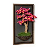Bonsai Tableau-2-1 - Mdf Plaka Üzerinde Çerçeveli 3 Boyutlu Yapay Ağaç Tablosu 33x60 Cm