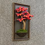 Bonsai Tableau-2-1 - Mdf Plaka Üzerinde Çerçeveli 3 Boyutlu Yapay Ağaç Tablosu 33x60 Cm