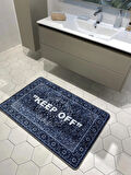 Keep Off Tekli Lateks Kaymaz Taban Su Geçirmez Banyo Paspas Takımı (80x120) Lacivert