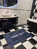Keep Off Tekli Lateks Kaymaz Taban Su Geçirmez Banyo Paspas Takımı (80x120) Lacivert