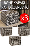 (3 adet)Çok Amaçlı Kapaklı Kutu, Dolap Raf Düzenleyici, Dekoratif Saklama Kutusu 30X30X23 cm