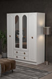 BOHEM 4 KAPAK 2 ÇEKMECE AYNALI GARDIROP MDF KAPAK