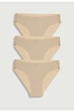 Kadın Bej Lazer Kesim Iz Yapmaz Külot 3'lü Paket