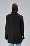 Kadın Oversize Düz Kesim Astarlı Dokuma Blazer Ceket