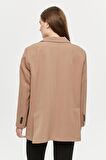 Kahverengi Oversize Dokuma Blazer Ceket