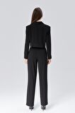 Kadın Crop Astarlı Dokuma Blazer Ceket