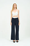 Kadın Bel Garni Detaylı Yüksek Bel Palazzo Pantolon