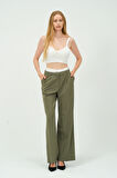 Kadın Bel Garni Detaylı Yüksek Bel Palazzo Pantolon