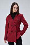 Bordo Regular Kruvaze Kapama Oversize Düğmeli Ceket