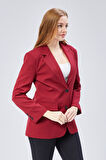 Bordo Kadın Düğmeli Oversize Blazer Ceket