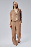 Açık Kahverengi Beli Lastikli Bol Paça Pantolon