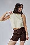 Sarı Regular Crop Bluz