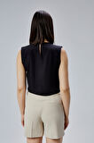 Siyah Regular Crop Bluz