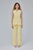 Sarı Düğmeli Regular Astarlı Dokuma Yelek
