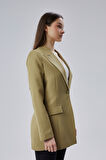 Açık Haki Kruvaze Uzun Blazer Ceket