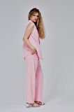 Pembe Oversize Kruvaze Yaka Astarlı Yelek