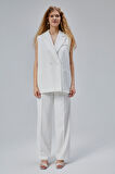 Ekru Salaş Kesim Dökümlü Pantolon