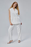 Ekru Salaş Kesim Dökümlü Pantolon