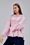 Pembe Oversize Poplin Gömlek