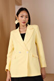 Sarı Oversize Dokuma Blazer Ceket