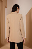 Açık Vizon Oversize Dokuma Blazer Ceket