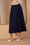 Lacivert Salaş Kesim Dokuma Etek