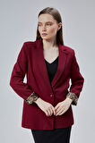 Kadın Kruvaze Yaka Kolu Katlama Detaylı Regular Vatkalı Blazer Ceket