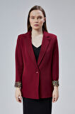 Kadın Kruvaze Yaka Kolu Katlama Detaylı Regular Vatkalı Blazer Ceket