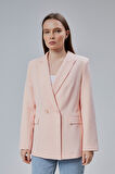 Kadın Salaş Kesim Astarlı Dokuma Blazer Ceket
