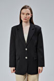 Kadın Oversize Astarlı Dokuma Blazer Ceket