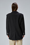 Kadın Oversize Astarlı Dokuma Blazer Ceket